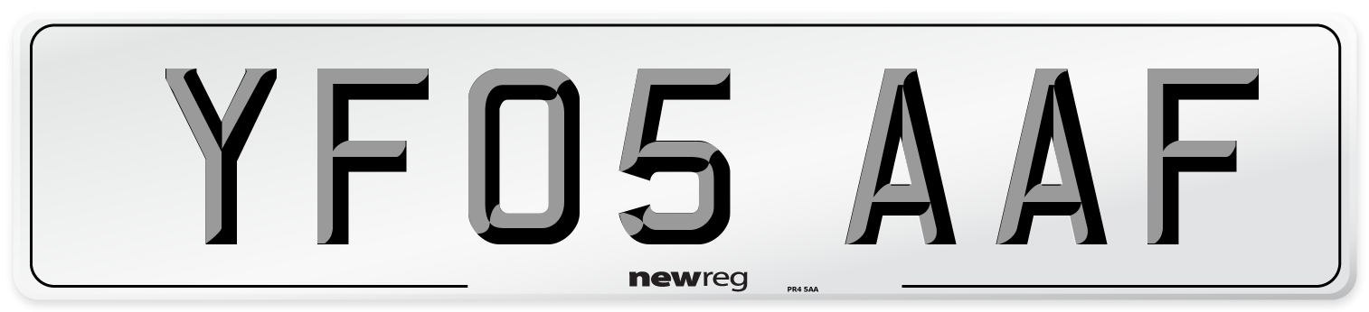 YF05 AAF Number Plate from New Reg